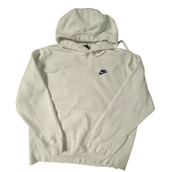 Nike Men Large White Hoodie Pullover Swoosh Logo Athleisure Streetwear - Picture 1 of 8